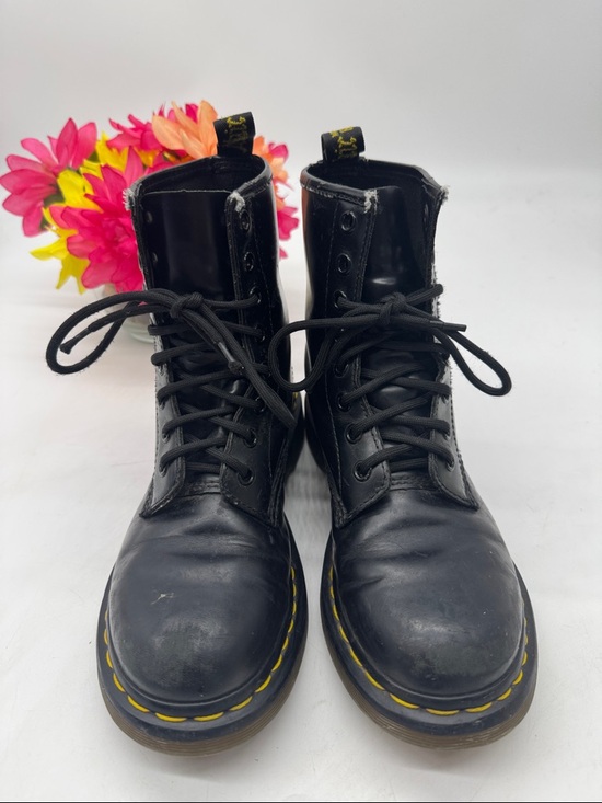 Dr. Martens Black Leather Lace-Up Ankle Boots with Yellow Stitching EU Size 37 - Picture 2 of 7